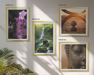 Dekorációs kép készlet nappaliba Virágok a Buddha-vízesés vizében