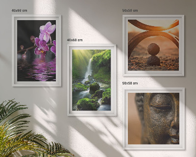Dekorációs kép készlet nappaliba Virágok a Buddha-vízesés vizében