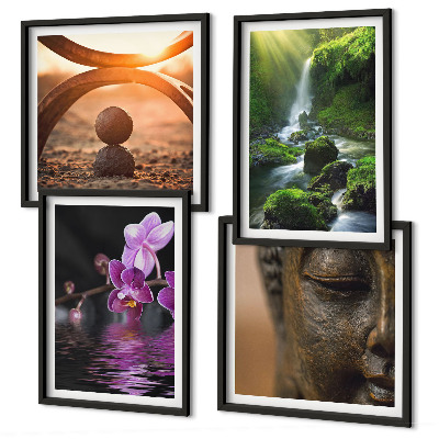 Dekorációs kép készlet nappaliba Virágok a Buddha-vízesés vizében