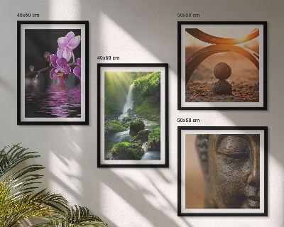 Dekorációs kép készlet nappaliba Virágok a Buddha-vízesés vizében