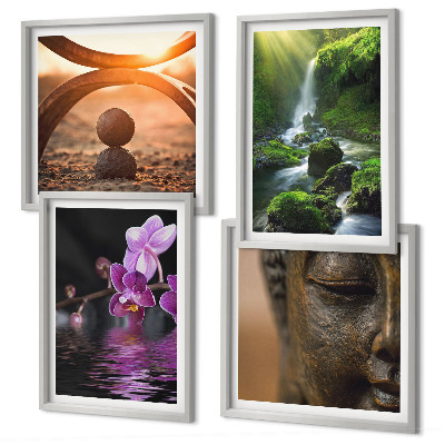 Dekorációs kép készlet nappaliba Virágok a Buddha-vízesés vizében