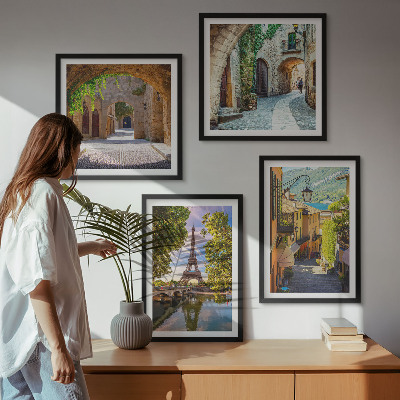 Dekorációs kép készlet nappaliba Eiffel utcáinak építészete