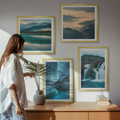 Keretezett poliptichon Téli tájak vízesések aurora