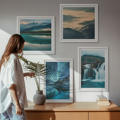 Keretezett poliptichon Téli tájak vízesések aurora