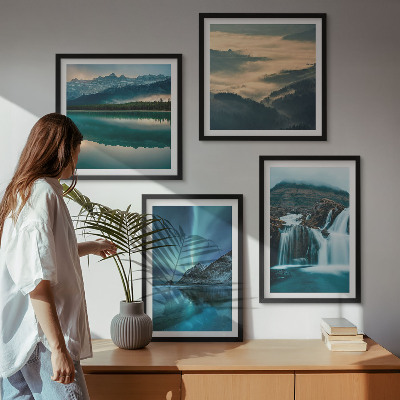 Keretezett poliptichon Téli tájak vízesések aurora