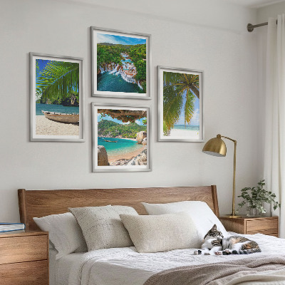 Dekorációs kép készlet nappaliba Strand, hajó, vízesések, pálmafák