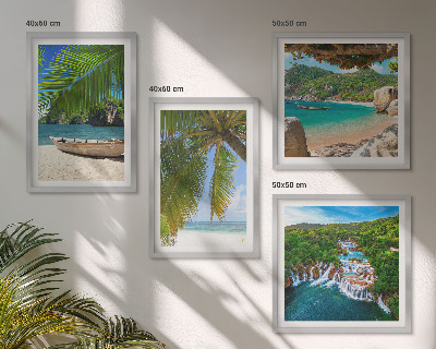 Dekorációs kép készlet nappaliba Strand, hajó, vízesések, pálmafák