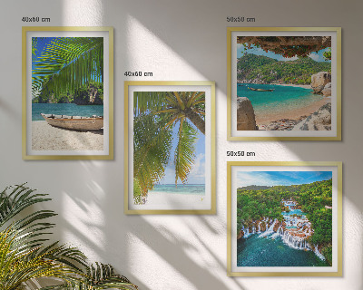 Dekorációs kép készlet nappaliba Strand, hajó, vízesések, pálmafák