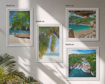 Dekorációs kép készlet nappaliba Strand, hajó, vízesések, pálmafák