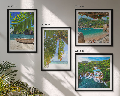 Dekorációs kép készlet nappaliba Strand, hajó, vízesések, pálmafák
