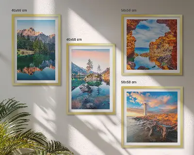 Hegyi tavak sziklák tükörképe keretezett poliptichon