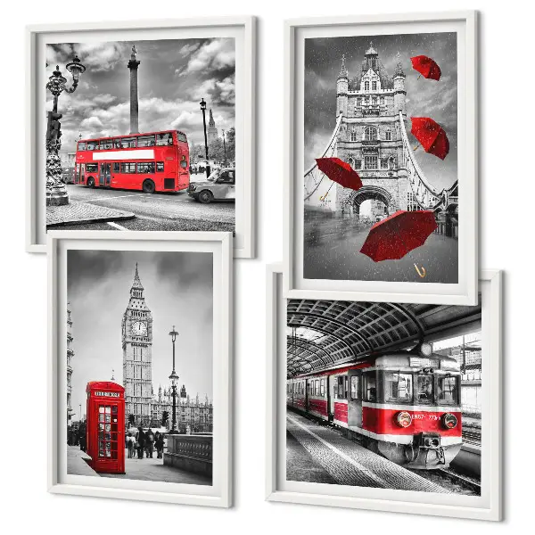 Dekorációs kép szett nappaliba Red Accents London mintával