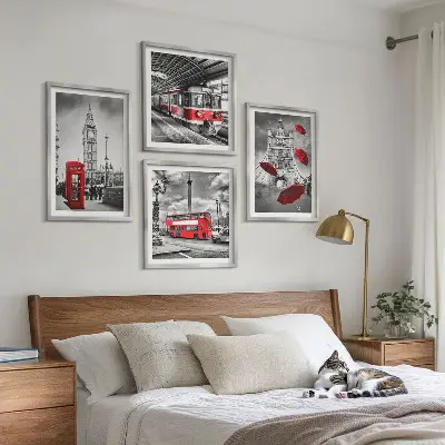 Dekorációs kép szett nappaliba Red Accents London mintával