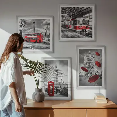 Dekorációs kép szett nappaliba Red Accents London mintával