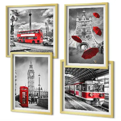 Dekorációs kép szett nappaliba Red Accents London mintával