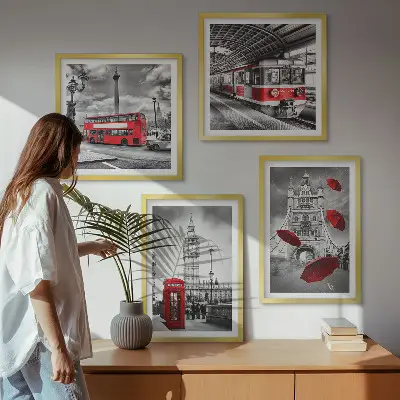 Dekorációs kép szett nappaliba Red Accents London mintával