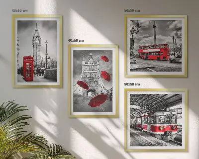 Dekorációs kép szett nappaliba Red Accents London mintával