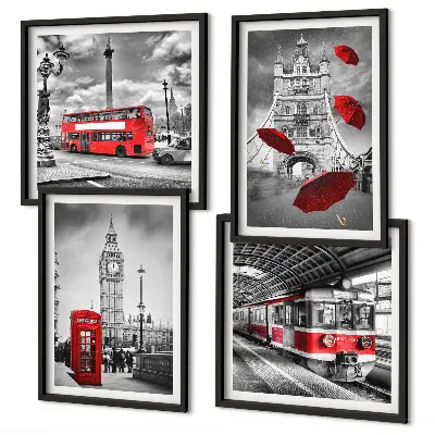 Dekorációs kép szett nappaliba Red Accents London mintával
