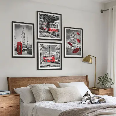 Dekorációs kép szett nappaliba Red Accents London mintával