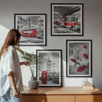 Dekorációs kép szett nappaliba Red Accents London mintával