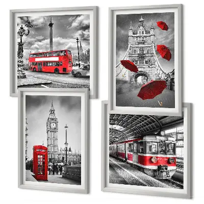 Dekorációs kép szett nappaliba Red Accents London mintával