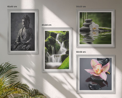 Dekorációs kép készlet nappaliba ZEN festmények víz kövek Buddha