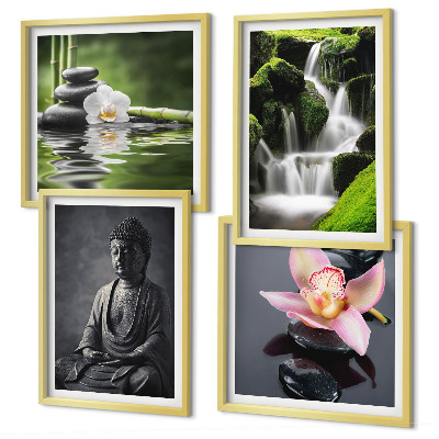 Dekorációs kép készlet nappaliba ZEN festmények víz kövek Buddha