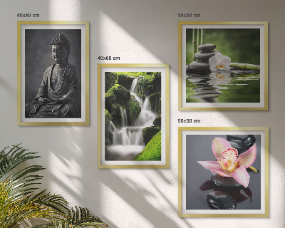 Dekorációs kép készlet nappaliba ZEN festmények víz kövek Buddha