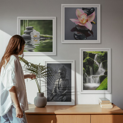 Dekorációs kép készlet nappaliba ZEN festmények víz kövek Buddha
