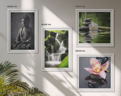 Dekorációs kép készlet nappaliba ZEN festmények víz kövek Buddha