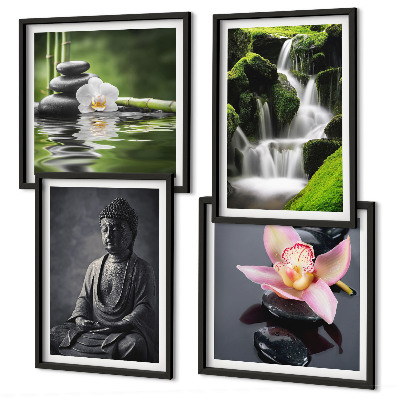 Dekorációs kép készlet nappaliba ZEN festmények víz kövek Buddha