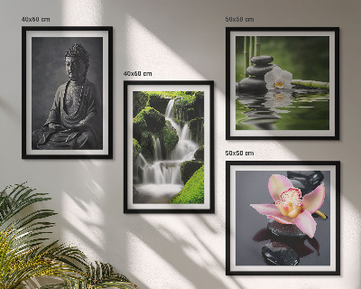 Dekorációs kép készlet nappaliba ZEN festmények víz kövek Buddha