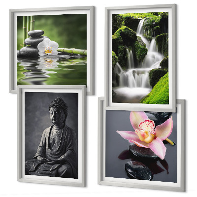Dekorációs kép készlet nappaliba ZEN festmények víz kövek Buddha