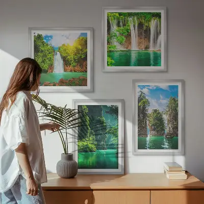 Zöld tájak vízesések dekorációs képkészlet nappaliba