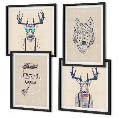 Keretezett poliptichon Stílusos állatportrék