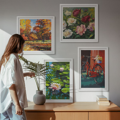 Dekorációs kép készlet nappaliba Őszi színek Lily Pond