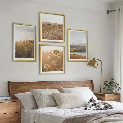 Dekorációs kép szett nappaliba tájak, rétek, hegyek és tó mintával