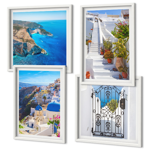 Dekorációs kép készlet nappaliba Santorini görög építészete Oia