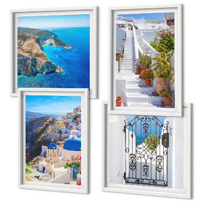 Dekorációs kép készlet nappaliba Santorini görög építészete Oia