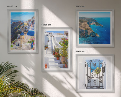 Dekorációs kép készlet nappaliba Santorini görög építészete Oia