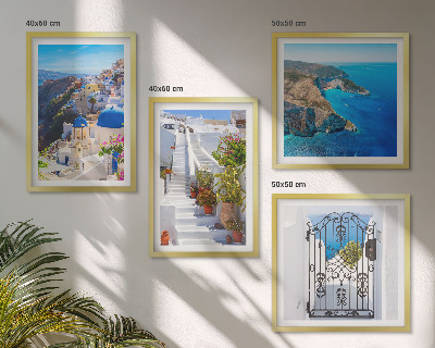 Dekorációs kép készlet nappaliba Santorini görög építészete Oia