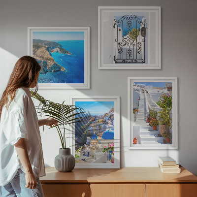 Dekorációs kép készlet nappaliba Santorini görög építészete Oia