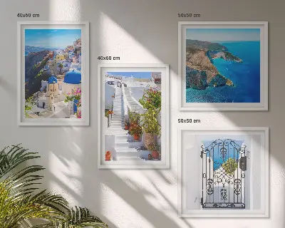 Dekorációs képkészlet nappaliba Santorini görög építészete Oia témával