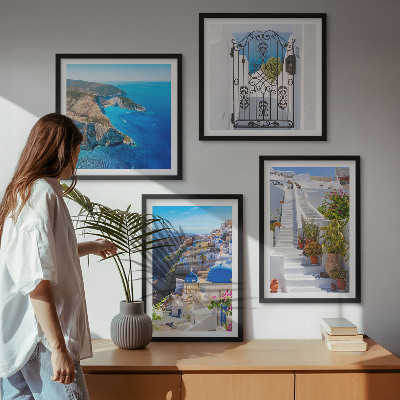 Dekorációs kép készlet nappaliba Santorini görög építészete Oia