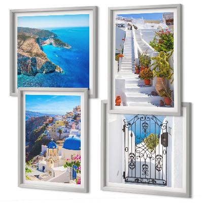 Dekorációs kép készlet nappaliba Santorini görög építészete Oia
