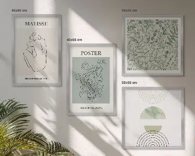 Keretezett poliptichon vonalas növényi mintás minimalista dizájn