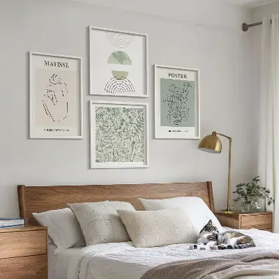 Keretezett poliptichon vonalas növényi mintás minimalista dizájn