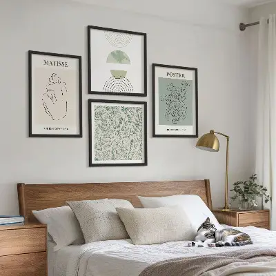Keretezett poliptichon vonalas növényi mintás minimalista dizájn