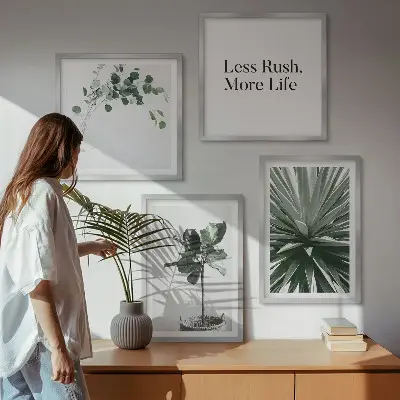Zöld növények minimalizmusa keretezett poliptichon