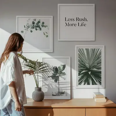 Zöld növények minimalizmusa keretezett poliptichon